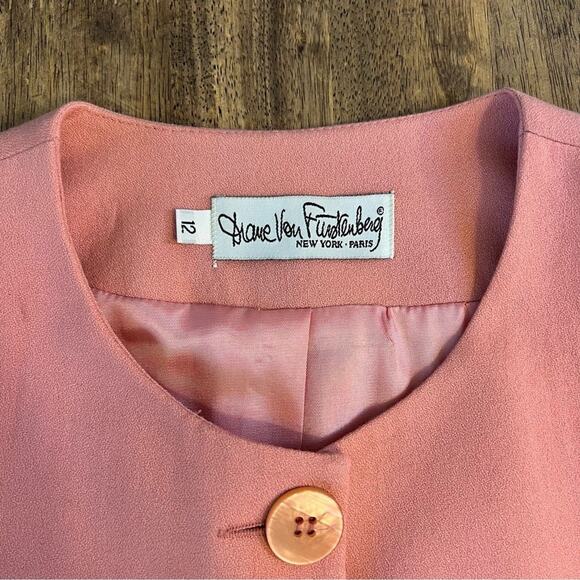 Diane Von Furstenberg Women’s Vintage Wool Blazer Union Made In USA Pink Size 12 - Picture 4 of 10